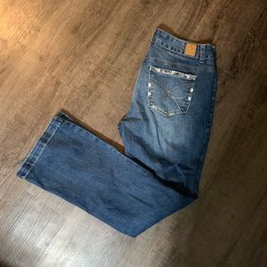 Amethyst distressed flare jeans